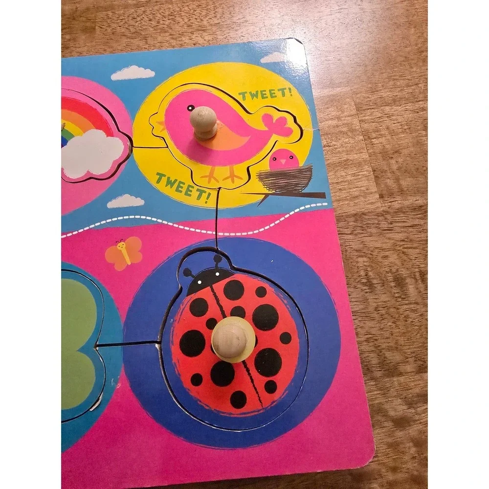 Vintage‎ 2010 Devrian Global Industries Wooden Rainbow Butterfly Peg Puzzle